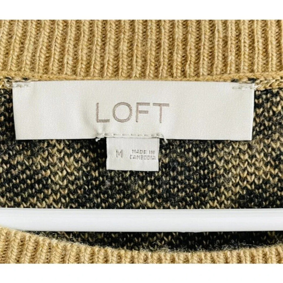 Loft Womens Knit Sweater Sz M Brown Black Cheetah Print Popover - Picture 4 of 8